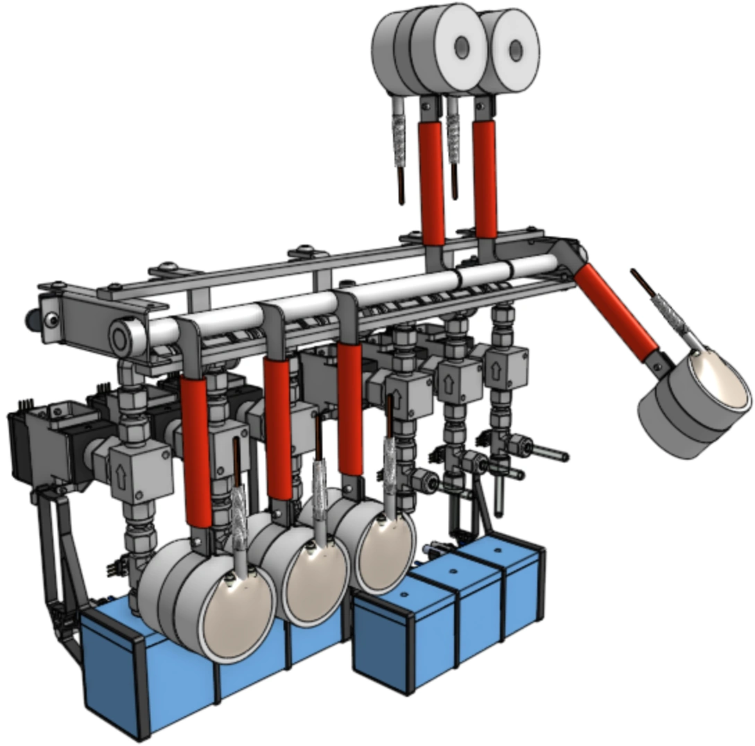 a bank of six graphite reactors with FTCs